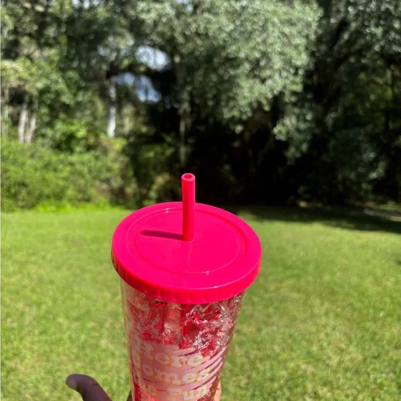 Here Comes the Sun Pink 18 oz Tumbler NWOT - Picture 3 of 3